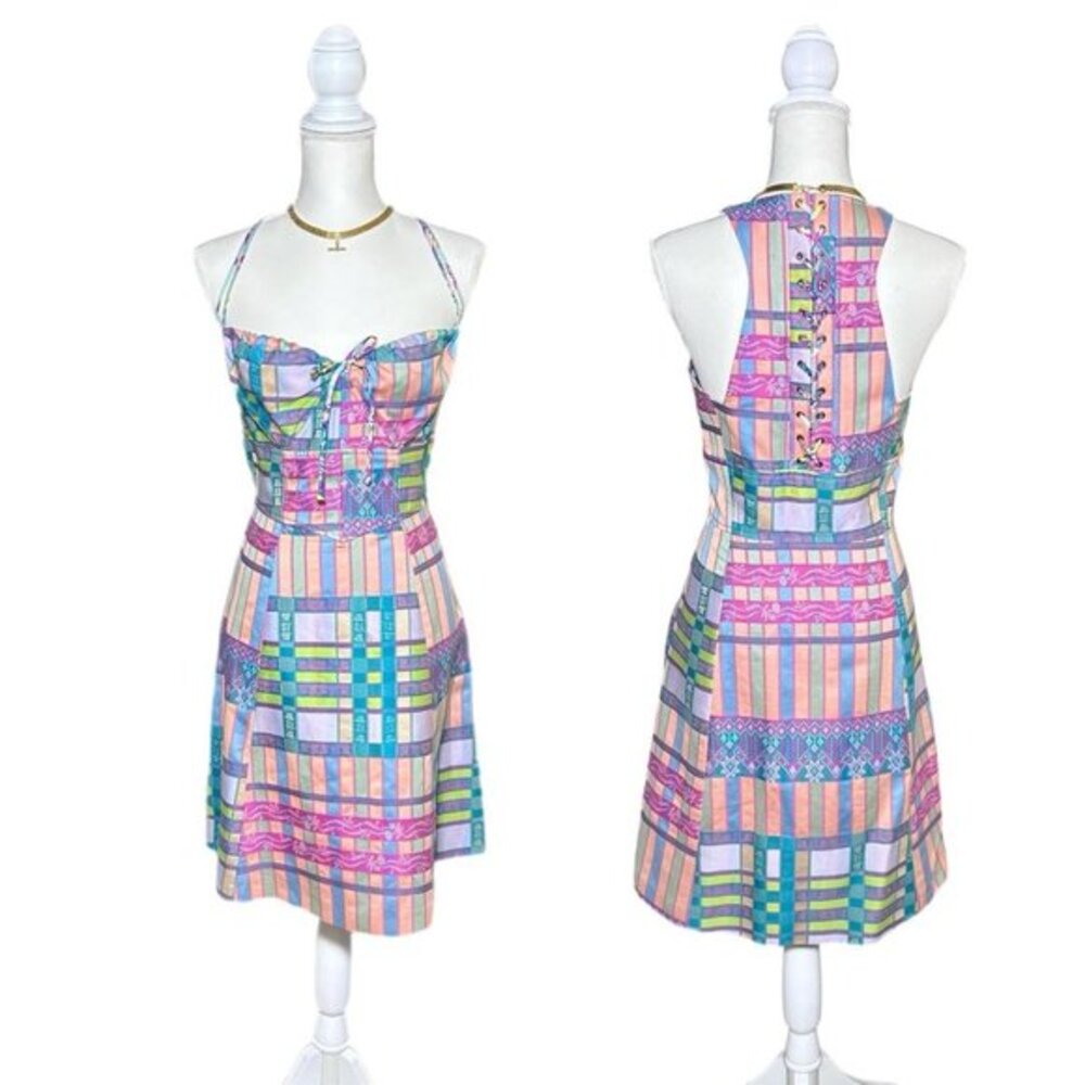 The Most Darling Vintage 90's Bazar de Christian Lacroix Plaid Corset Dress